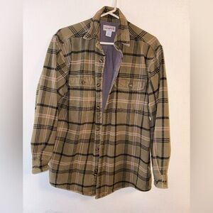Carhartt Plaid Lined Flannel Shirt Jacket Size Large Vintage